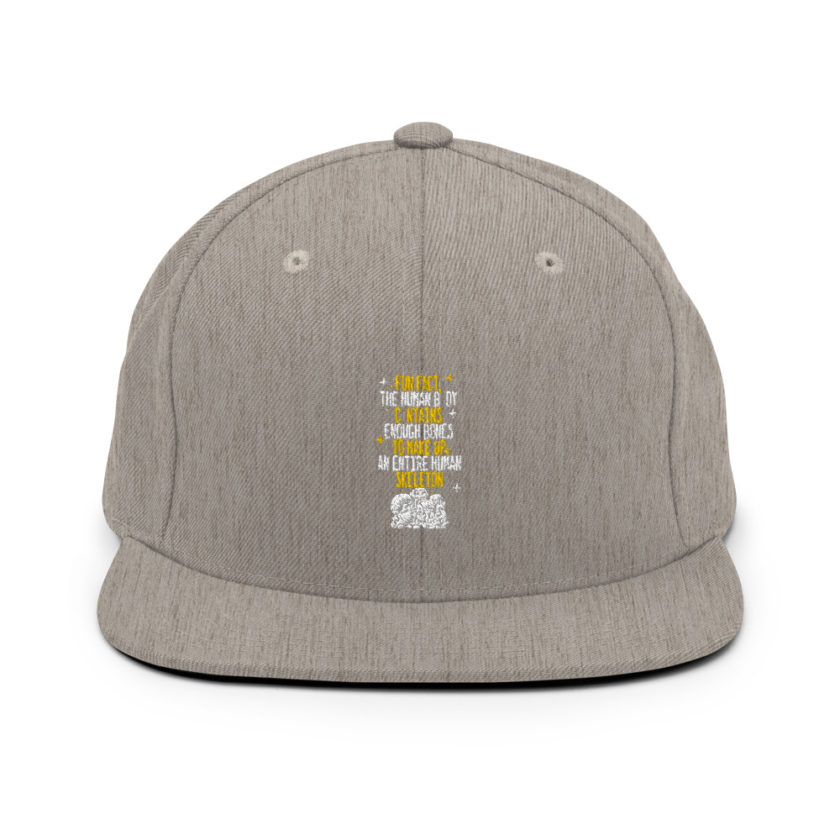 Fun fact, the human body contains enough bones to make up an entire human skeleton  Snapback Hat - Image 19