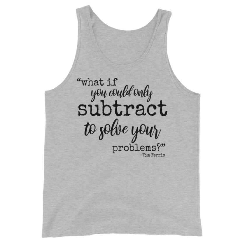 What if you could only subtract to solve your problems? Tim Ferris Unisex Tank Top - Image 4