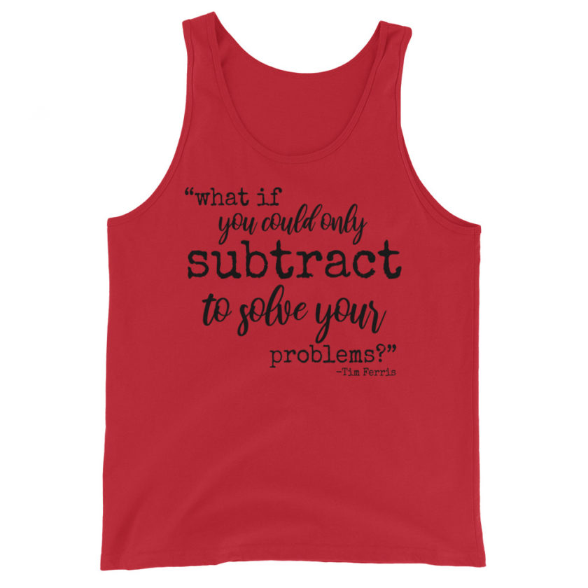 What if you could only subtract to solve your problems? Tim Ferris Unisex Tank Top - Image 2