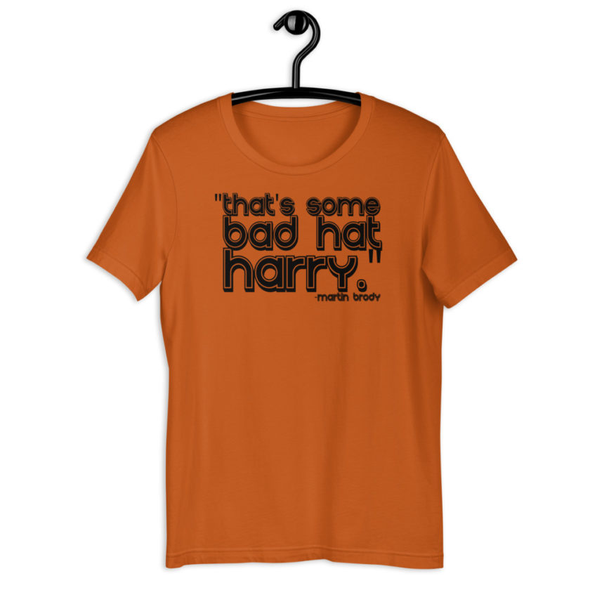 That's some bad hat Harry. Martin Brady, Jaws Short-Sleeve Unisex T-Shirt - Image 3