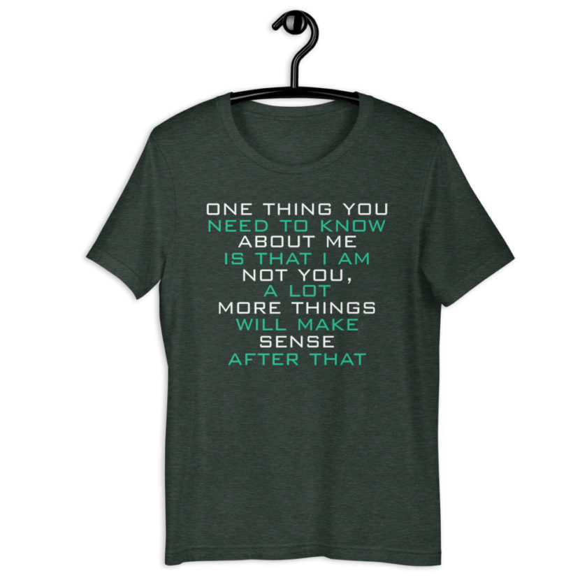 One thing you need to know about me is that I am not you, a lot more things will make sense after that Short-Sleeve Unisex T-Shirt - Image 5