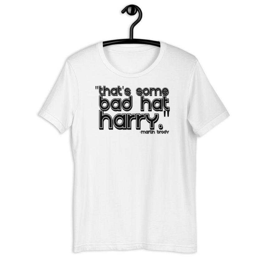 That's some bad hat Harry. Martin Brady, Jaws Short-Sleeve Unisex T-Shirt - Image 9