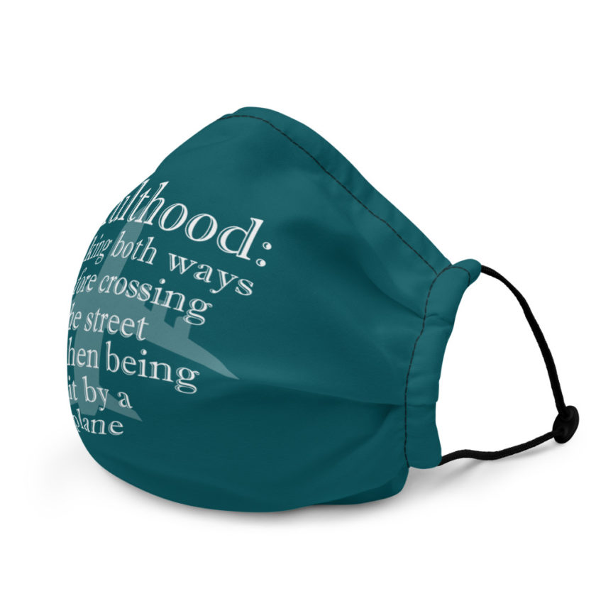 Adulthood: Looking both ways before crossing the street and then being hit by a plane Premium face mask - Image 4