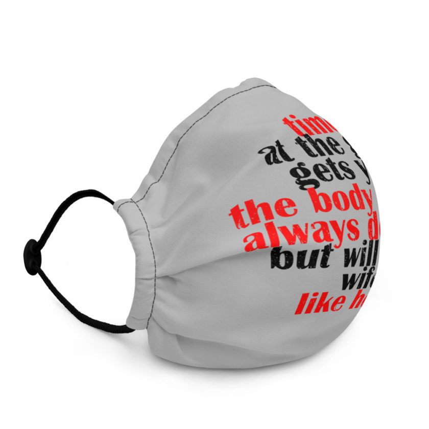 Time at the gym gets you the body you've always desired, but will your wife like her?  Premium face mask - Image 3