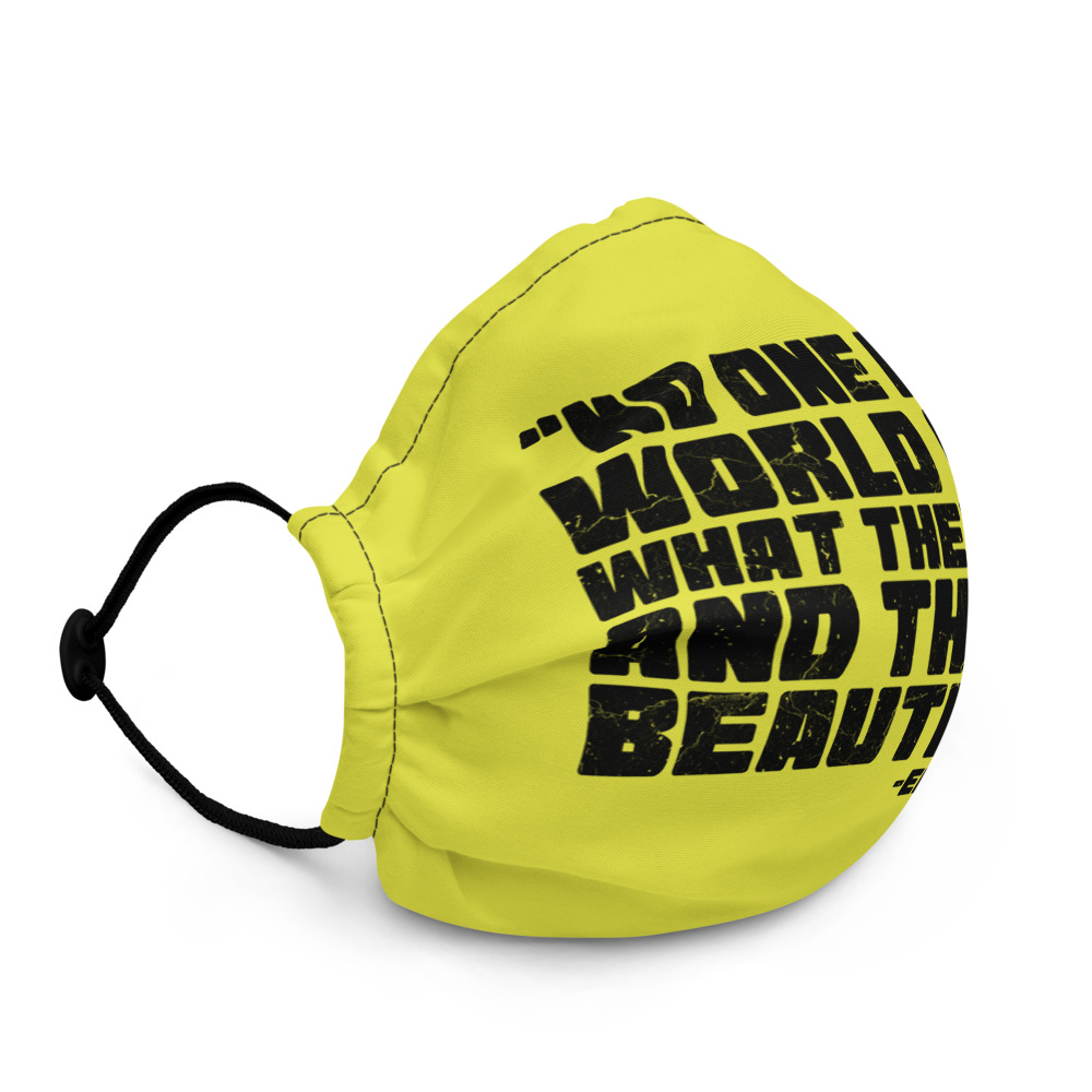 No one in the world gets what they want and that is beautiful - Ernest Cline, Ready Player One Premium face mask - Image 3