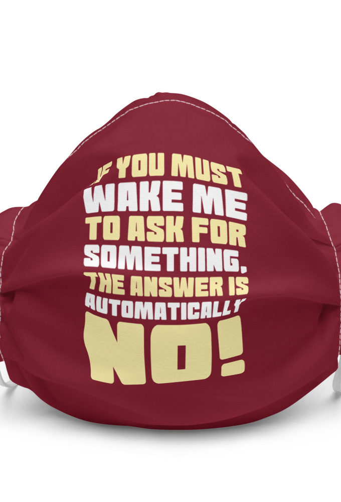 If you must wake me to ask for something the answer is automatically no!  Premium face mask