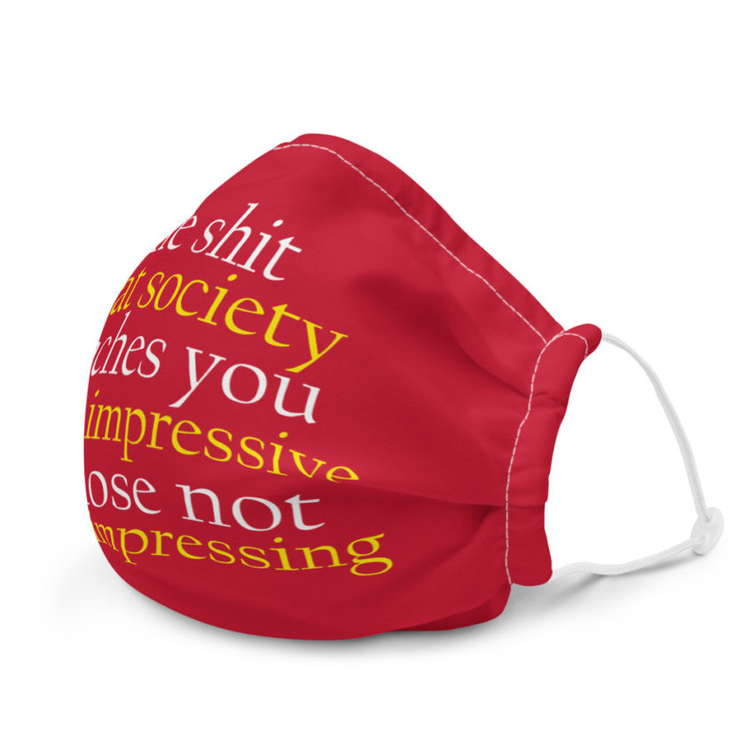 The shit that society teaches you  only impressive to those not worth impressing.  Premium face mask - Image 6