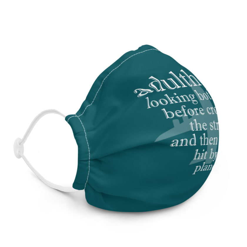 Adulthood: Looking both ways before crossing the street and then being hit by a plane Premium face mask - Image 5