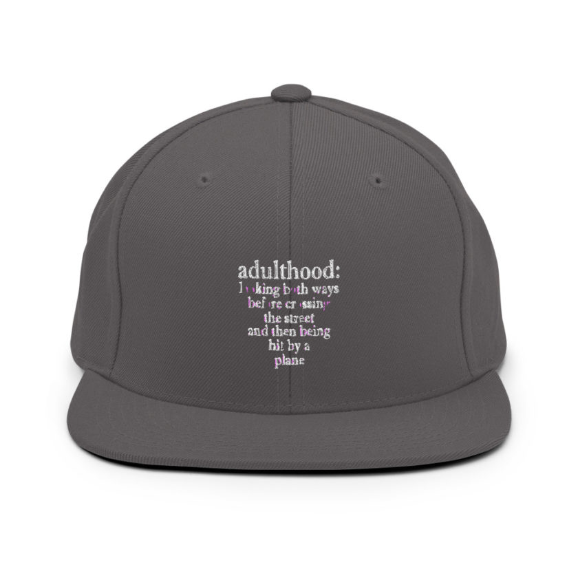 Adulthood: Looking both ways before crossing the street and then being hit by a plane.  Snapback Hat - Image 14