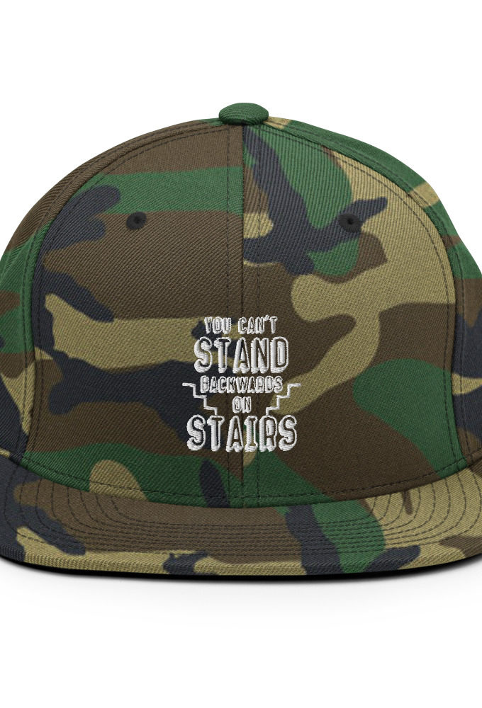 You can't stand backwards on stairs. Snapback Hat