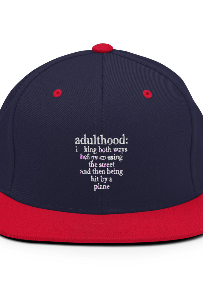 Adulthood: Looking both ways before crossing the street and then being hit by a plane.  Snapback Hat