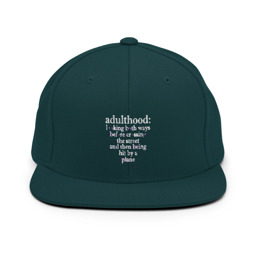 Adulthood: Looking both ways before crossing the street and then being hit by a plane.  Snapback Hat - Image 12