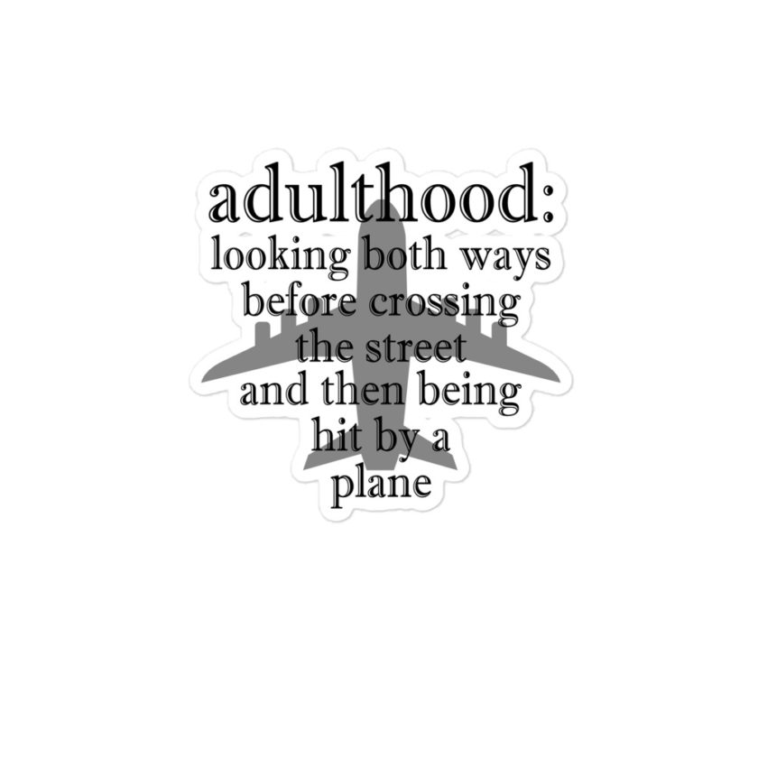 Adulthood: Looking both ways before crossing the street and then being hit by a plane Bubble-free stickers - Image 3