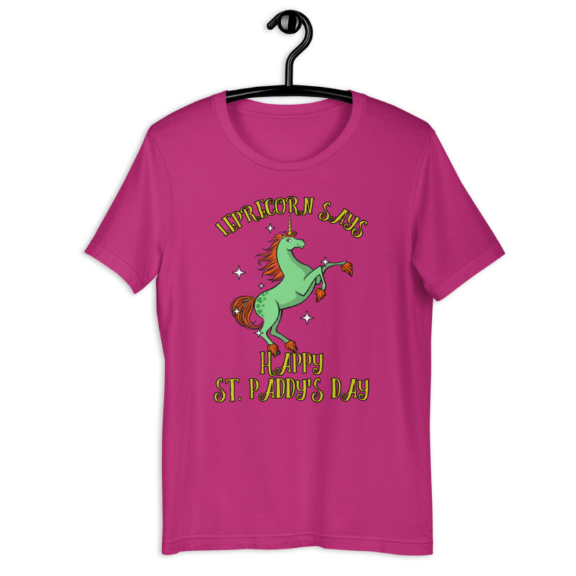 Lepracorn says Happy St. Paddy's Day  Short-Sleeve Unisex T-Shirt - Image 8