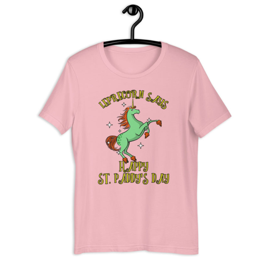 Lepracorn says Happy St. Paddy's Day  Short-Sleeve Unisex T-Shirt - Image 12