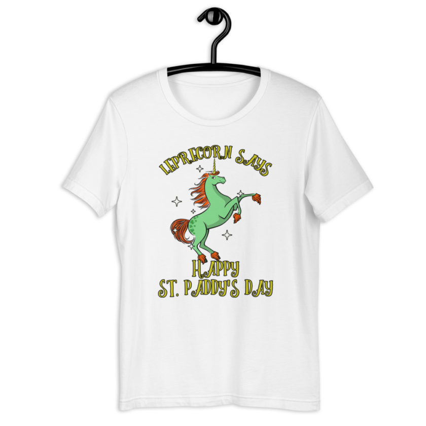 Lepracorn says Happy St. Paddy's Day  Short-Sleeve Unisex T-Shirt - Image 13