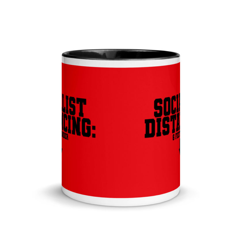 Socialist Distancing: 6 feet under Mug with Color Inside - Image 3