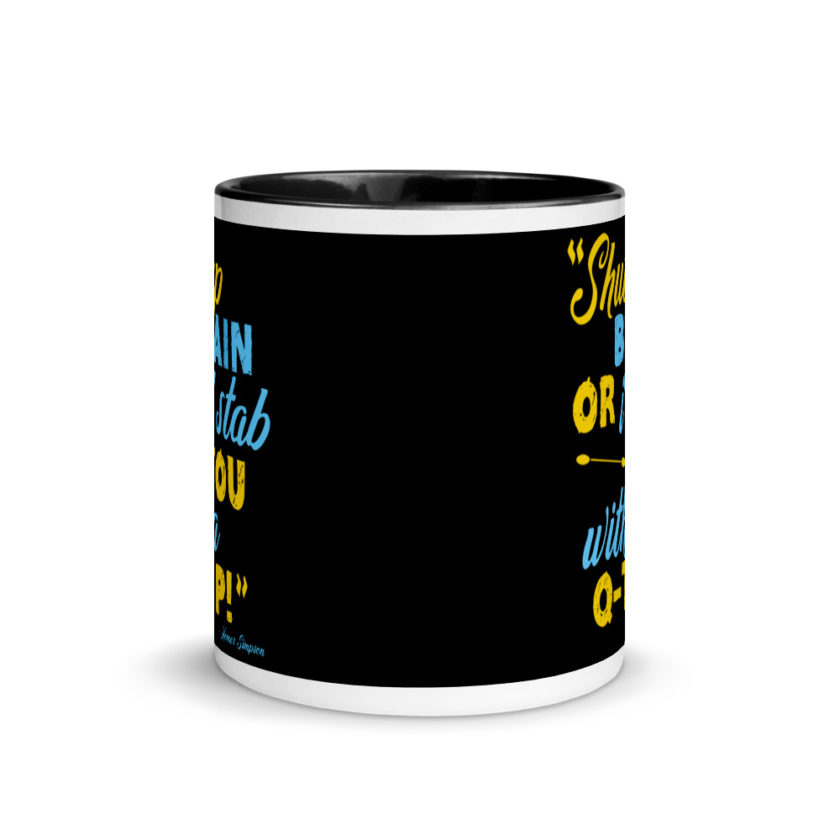 Shut up brain or I'll stab you with a Q-tip Mug with Color Inside - Image 3