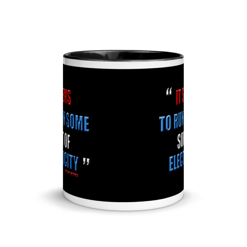 It seems to run on some sort of electricity.	Captain America, The Avengers Mug with Color Inside - Image 3