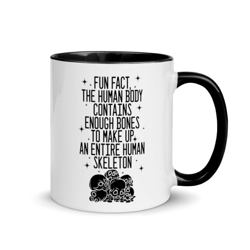 Fun fact, the human body contains enough bones to make up an entire human skeleton. Mug with Color Inside - Image 2