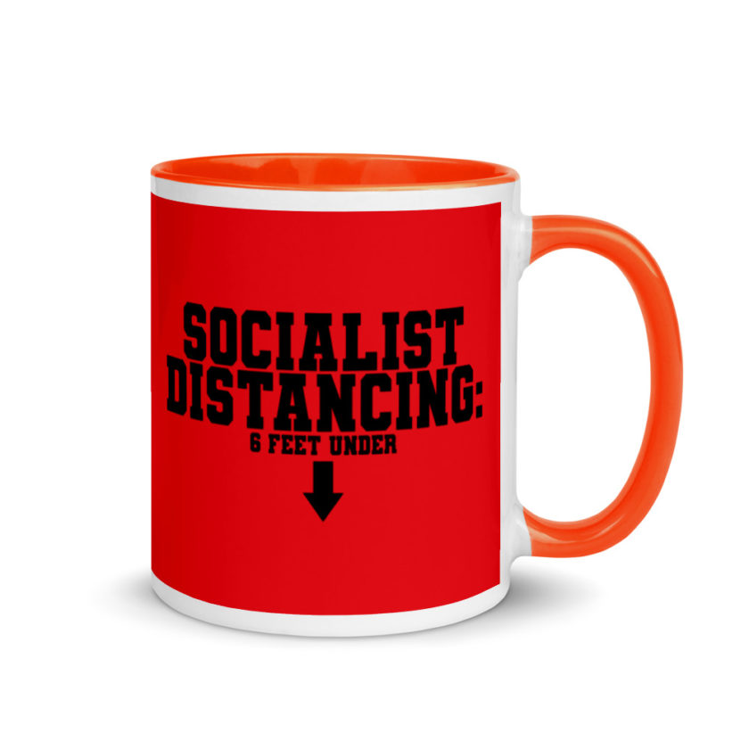 Socialist Distancing: 6 feet under Mug with Color Inside - Image 7
