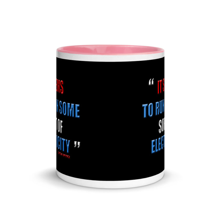 It seems to run on some sort of electricity.	Captain America, The Avengers Mug with Color Inside - Image 14