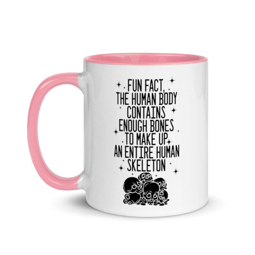 Fun fact, the human body contains enough bones to make up an entire human skeleton. Mug with Color Inside - Image 15