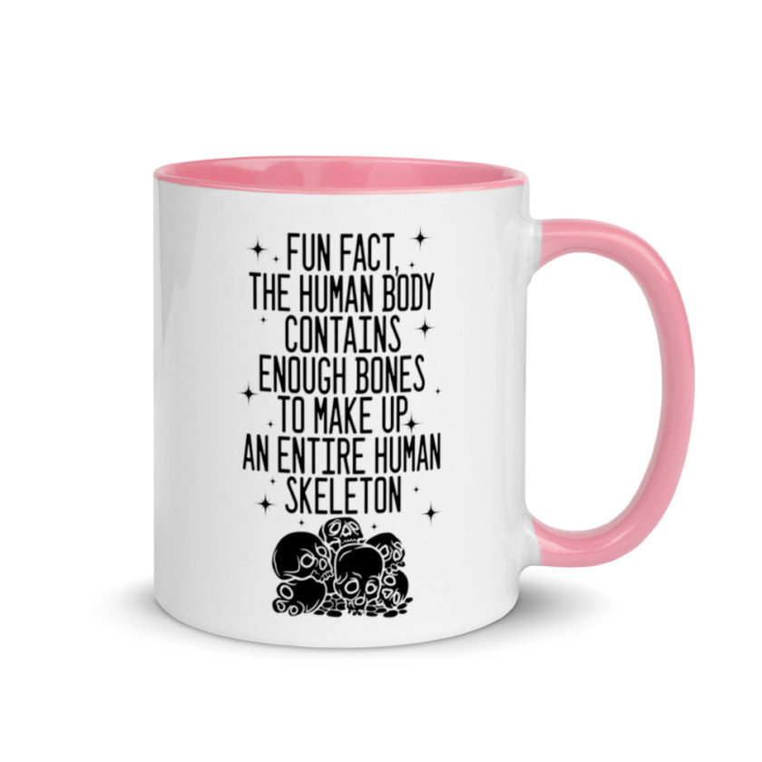 Fun fact, the human body contains enough bones to make up an entire human skeleton. Mug with Color Inside - Image 13