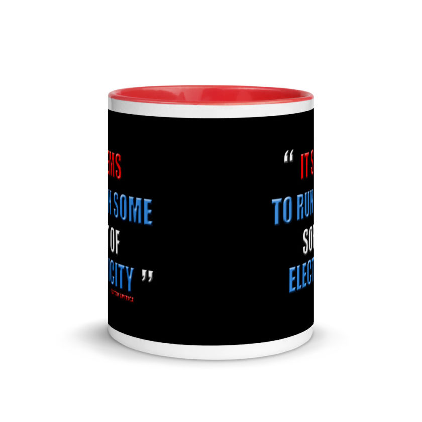 It seems to run on some sort of electricity.	Captain America, The Avengers Mug with Color Inside - Image 5