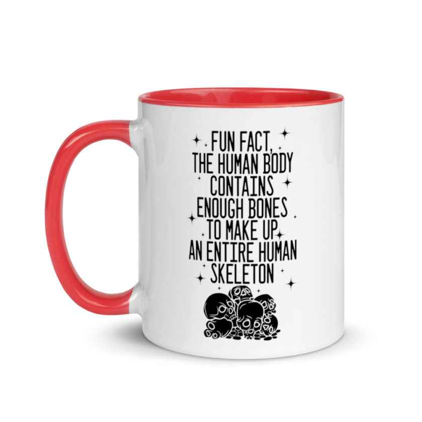 Fun fact, the human body contains enough bones to make up an entire human skeleton. Mug with Color Inside - Image 6
