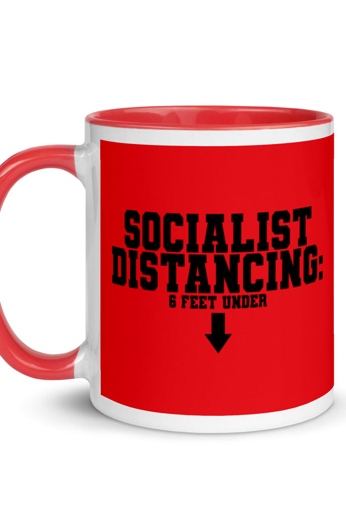 Socialist Distancing: 6 feet under Mug with Color Inside
