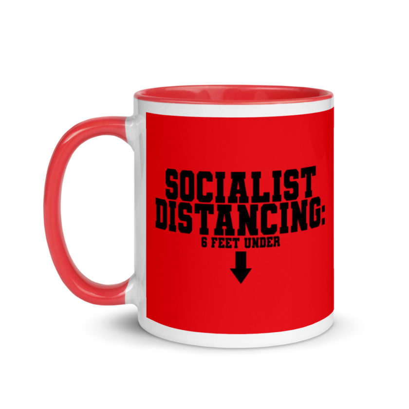 Socialist Distancing: 6 feet under Mug with Color Inside