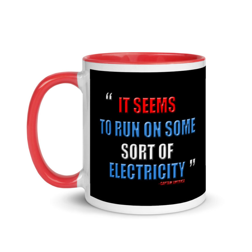 It seems to run on some sort of electricity.	Captain America, The Avengers Mug with Color Inside - Image 6