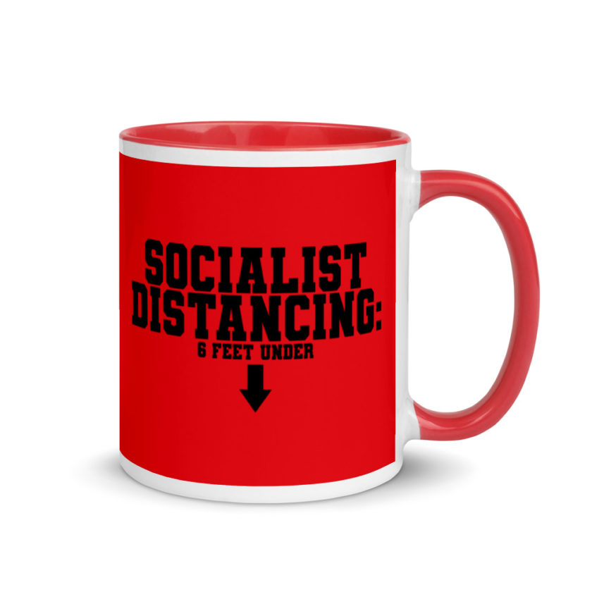 Socialist Distancing: 6 feet under Mug with Color Inside - Image 5