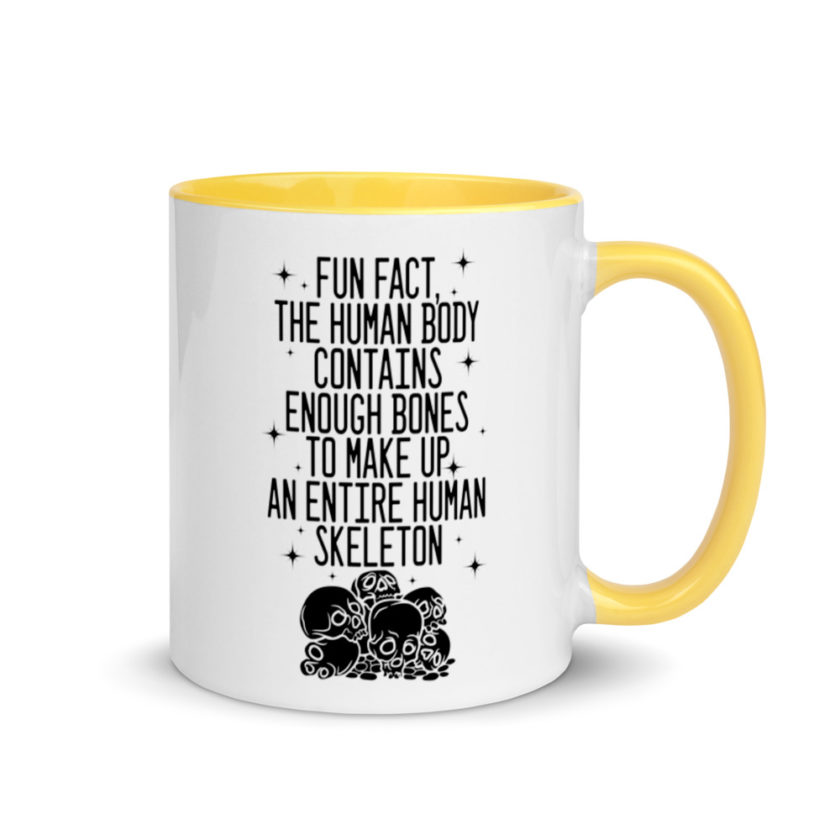 Fun fact, the human body contains enough bones to make up an entire human skeleton. Mug with Color Inside - Image 16