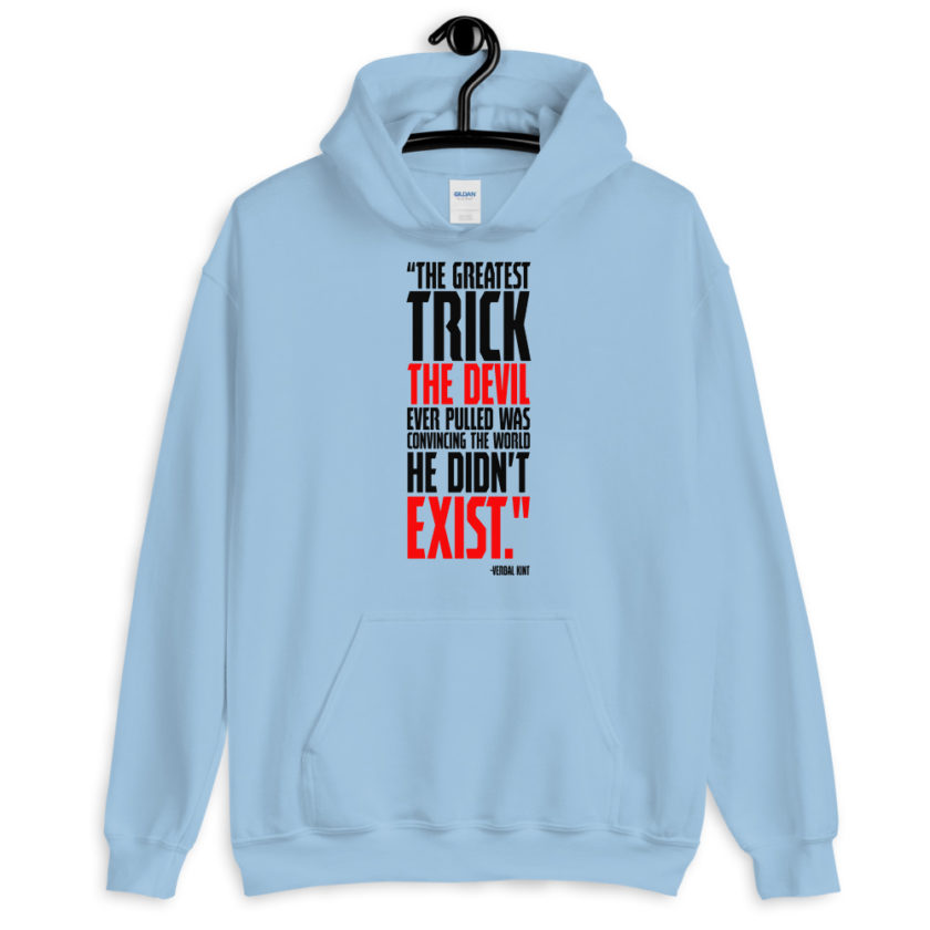 The greatest trick the Devil ever pulled was convincing the world he didn't exist.	Verbal Kint , The Usual Suspects  Unisex Hoodie - Image 3
