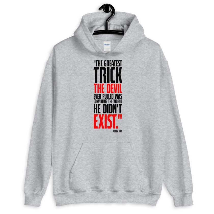 The greatest trick the Devil ever pulled was convincing the world he didn't exist.	Verbal Kint , The Usual Suspects  Unisex Hoodie - Image 2