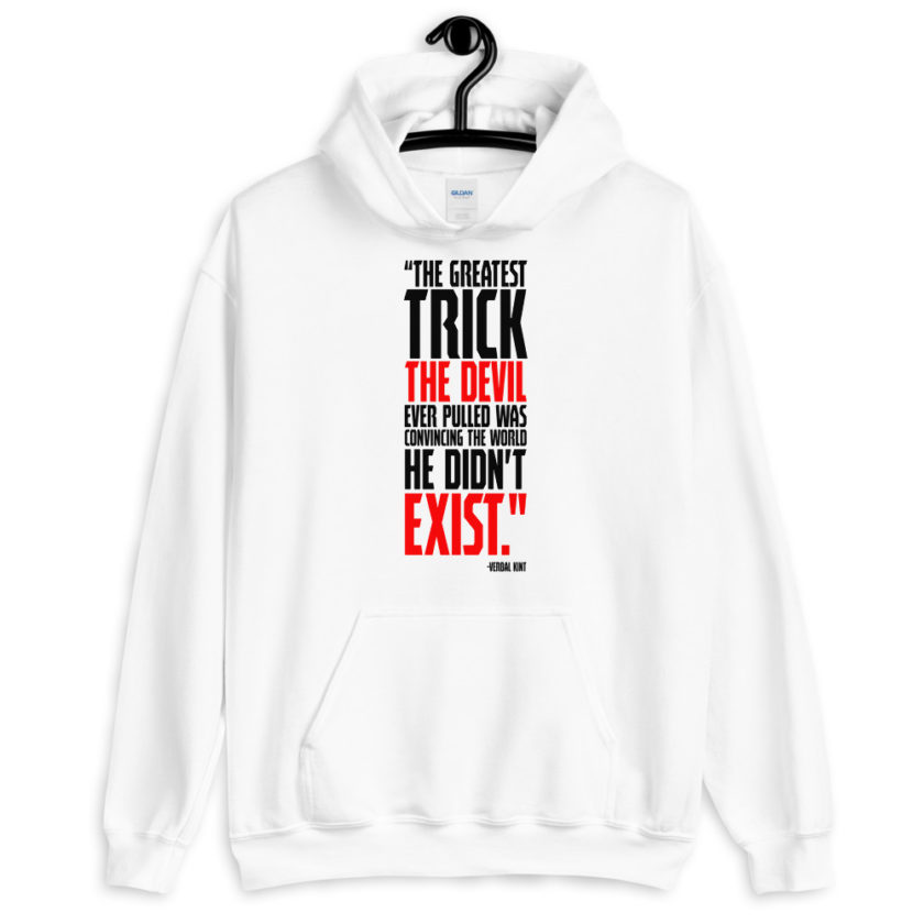 The greatest trick the Devil ever pulled was convincing the world he didn't exist.	Verbal Kint , The Usual Suspects  Unisex Hoodie - Image 5