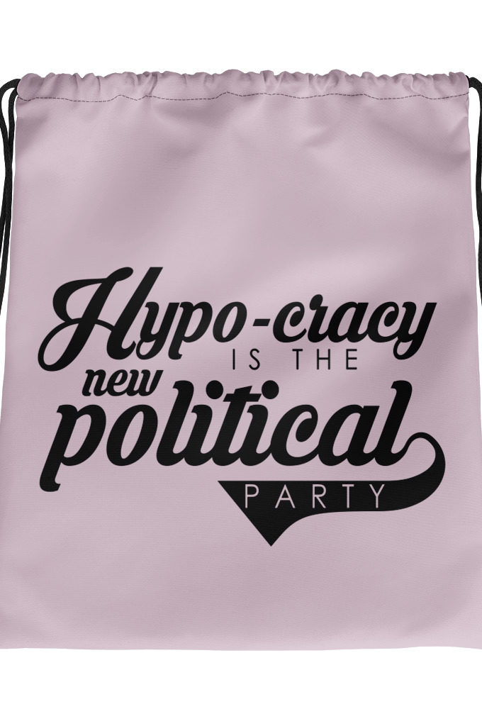 Hypo-cracy is the new political party  Drawstring bag