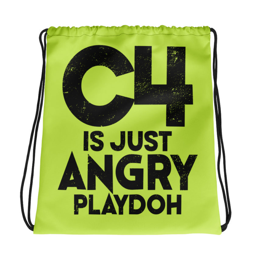 C4 is just angry playdoh Drawstring bag