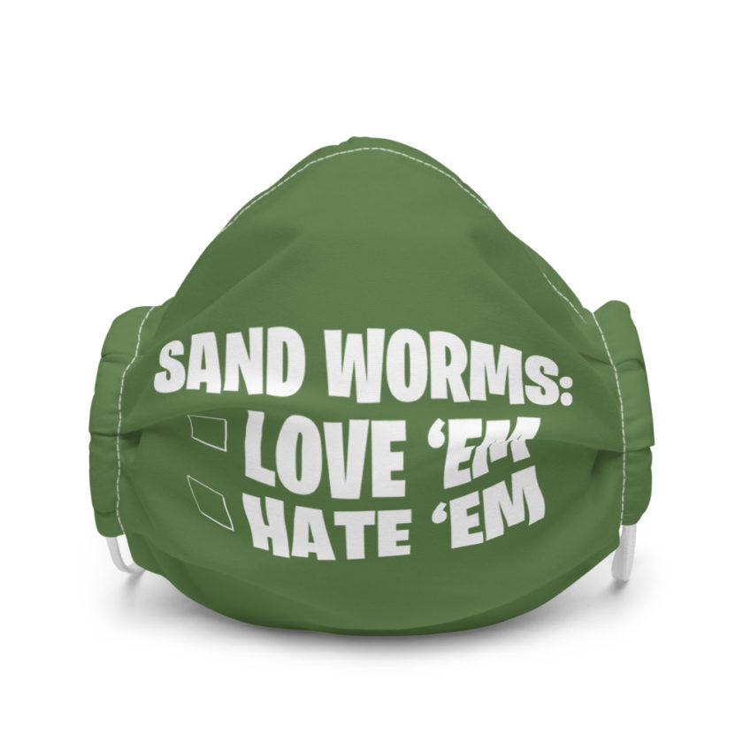 Sand Worms: Love Em Hate em Premium face mask - Image 4