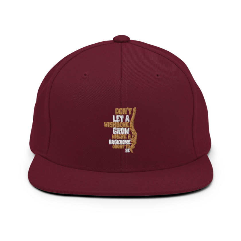 Don't let a wishbone grow where a backbone should be. Snapback Hat - Image 8