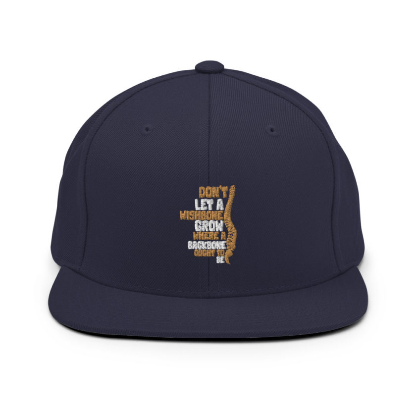 Don't let a wishbone grow where a backbone should be. Snapback Hat - Image 10