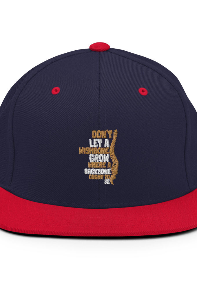 Don't let a wishbone grow where a backbone should be. Snapback Hat