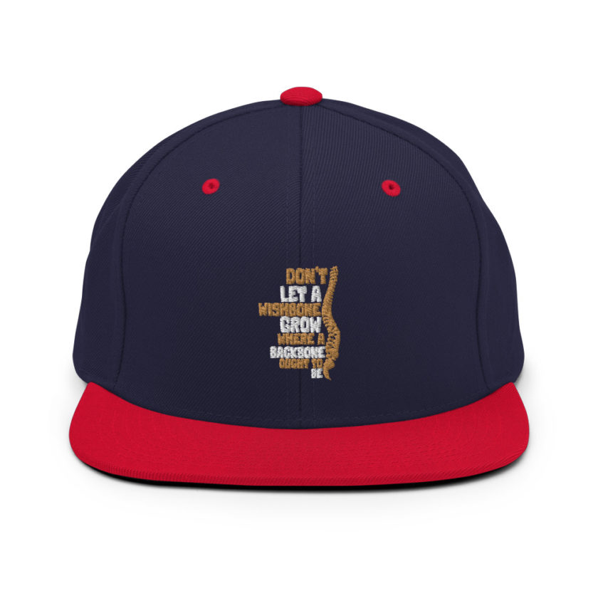 Don't let a wishbone grow where a backbone should be. Snapback Hat