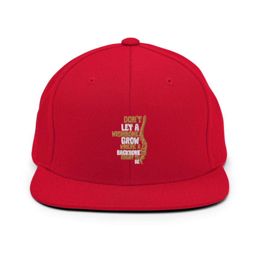 Don't let a wishbone grow where a backbone should be. Snapback Hat - Image 12
