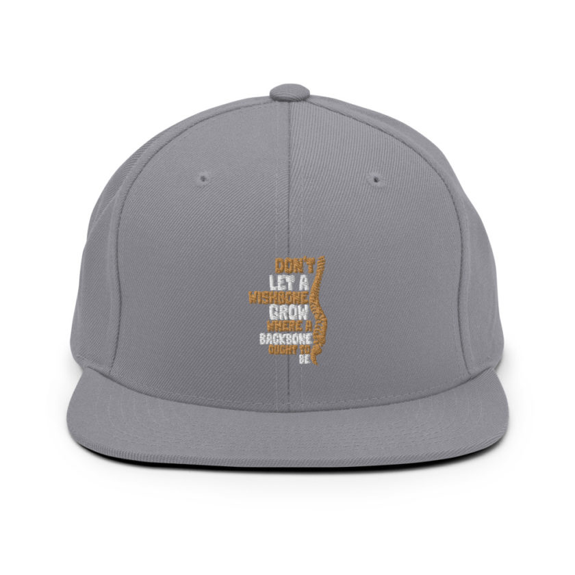 Don't let a wishbone grow where a backbone should be. Snapback Hat - Image 15