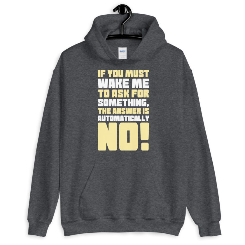 If you must wake me to ask for something the answer is automatically no!  Unisex Hoodie - Image 5