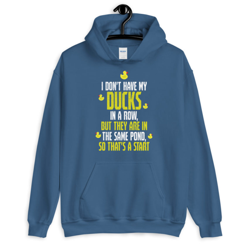 I don't have my ducks in a row, but they are in the same pond, so that's a start.  Unisex Hoodie - Image 7
