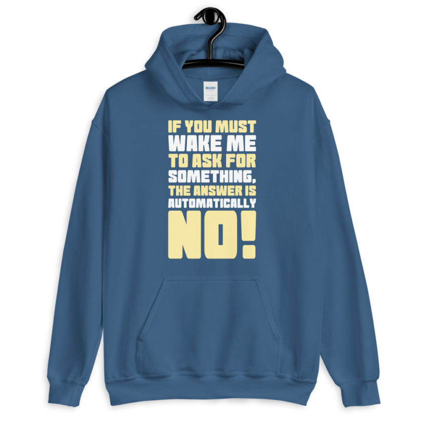 If you must wake me to ask for something the answer is automatically no!  Unisex Hoodie - Image 6